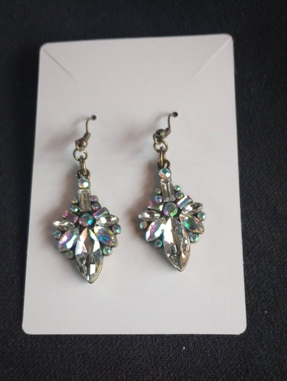 Hand Crafted Iridescent Clear and Multicolor Drop Earrings
